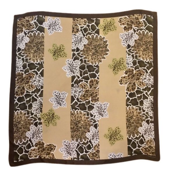 Adrienne Landau Accessories - Adrienne Landau Studio Vintage Silk Scarf Animal Prints Leopard Brown Gold Large